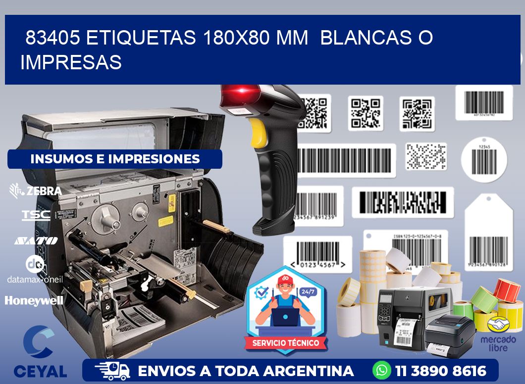 83405 ETIQUETAS 180x80 mm  BLANCAS O IMPRESAS