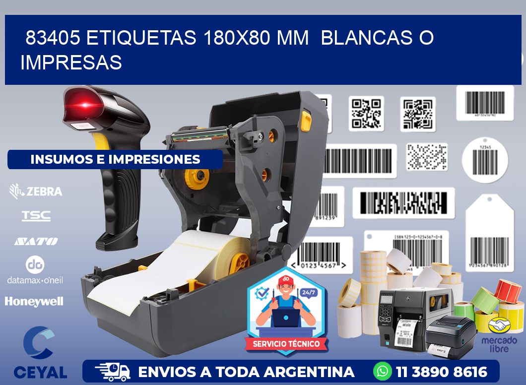 83405 ETIQUETAS 180x80 mm  BLANCAS O IMPRESAS