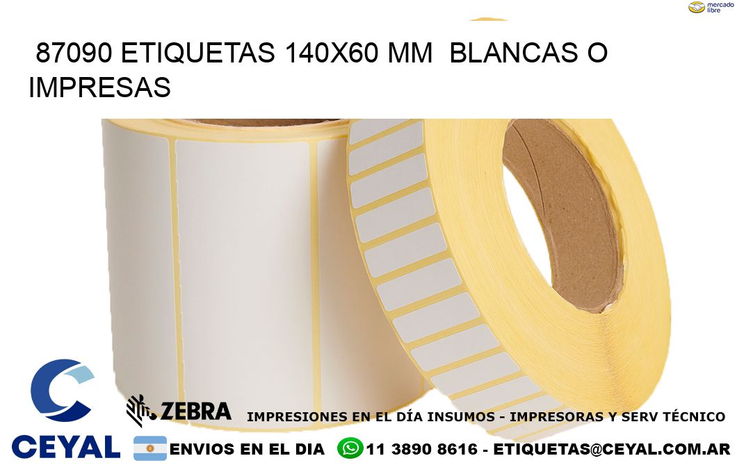 87090 ETIQUETAS 140x60 mm  BLANCAS O IMPRESAS