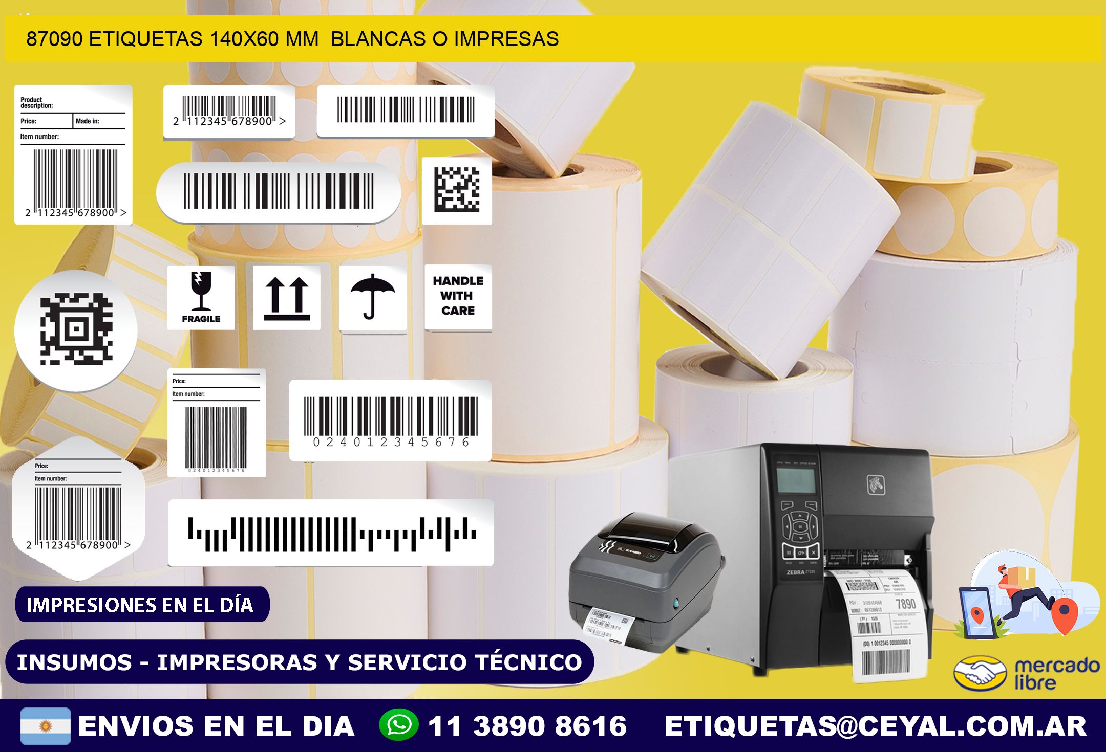 87090 ETIQUETAS 140×60 mm  BLANCAS O IMPRESAS