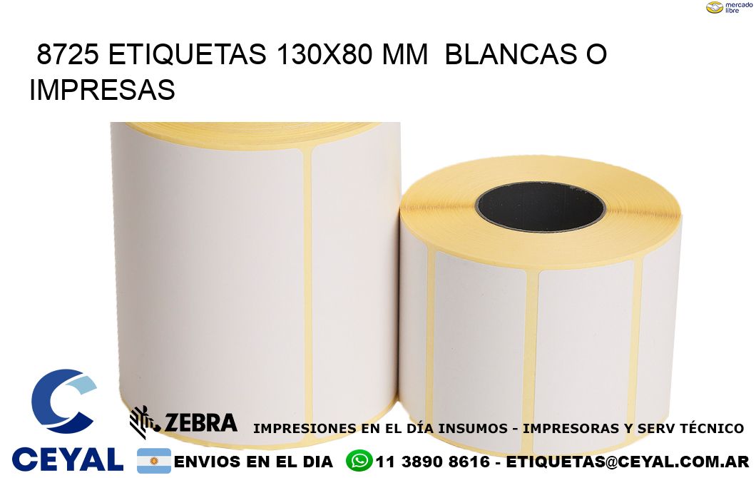 8725 ETIQUETAS 130x80 mm  BLANCAS O IMPRESAS