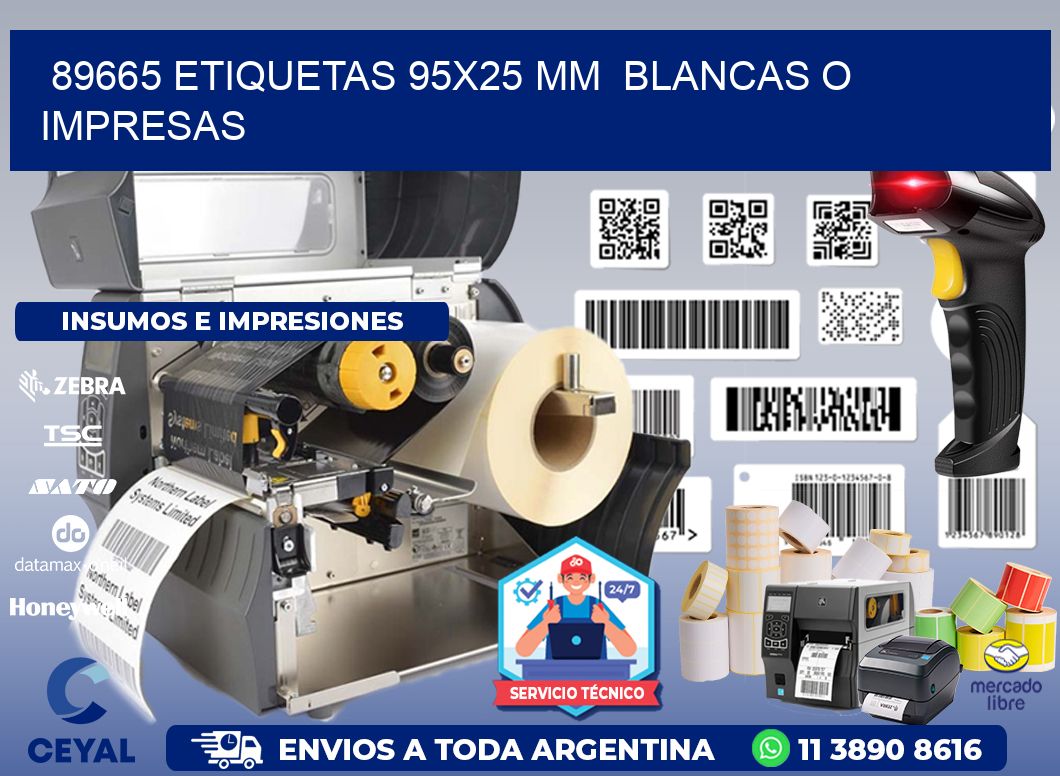 89665 ETIQUETAS 95x25 mm  BLANCAS O IMPRESAS