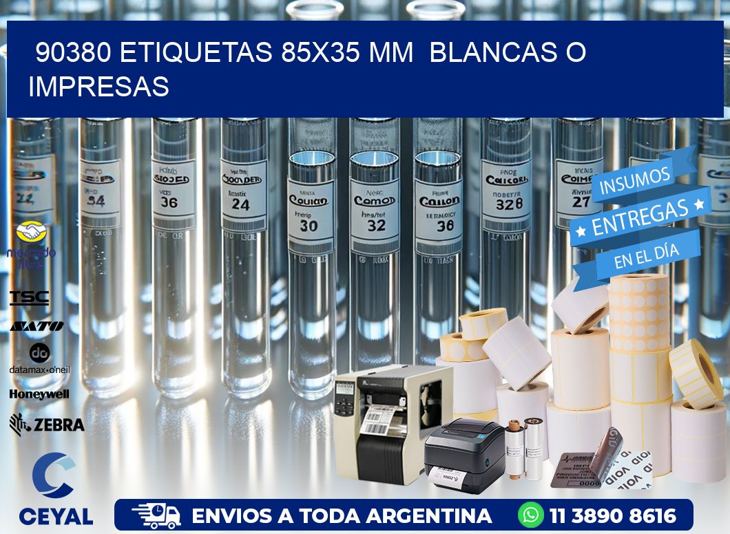 90380 ETIQUETAS 85×35 mm  BLANCAS O IMPRESAS