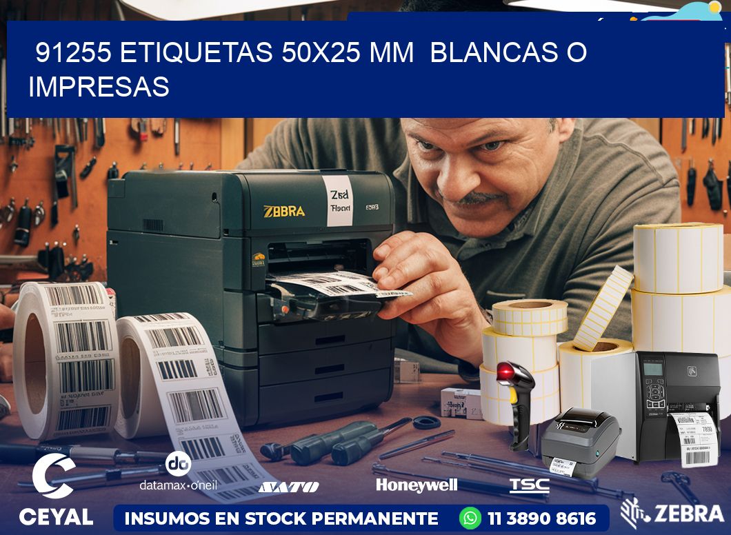 91255 ETIQUETAS 50×25 mm  BLANCAS O IMPRESAS
