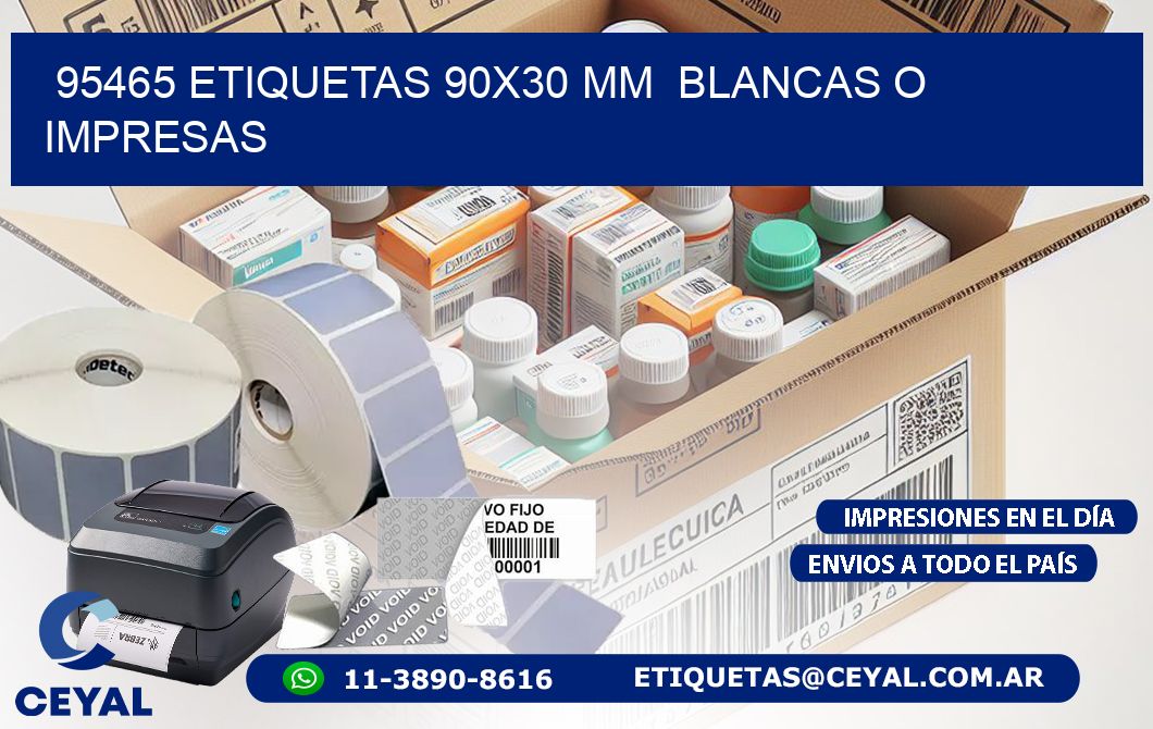 95465 ETIQUETAS 90x30 mm  BLANCAS O IMPRESAS