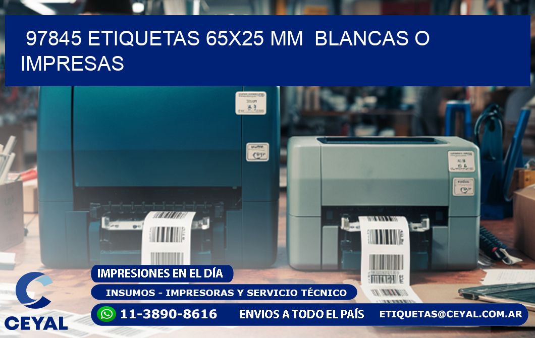 97845 ETIQUETAS 65x25 mm  BLANCAS O IMPRESAS