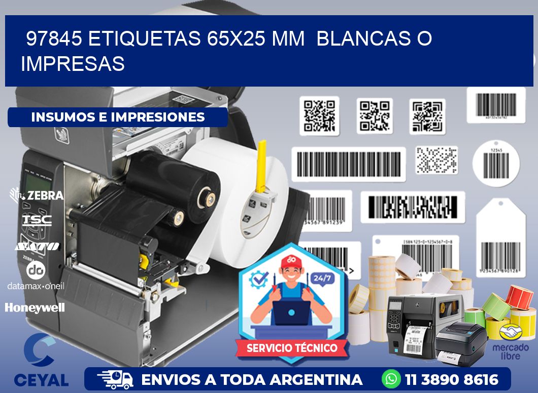 97845 ETIQUETAS 65x25 mm  BLANCAS O IMPRESAS