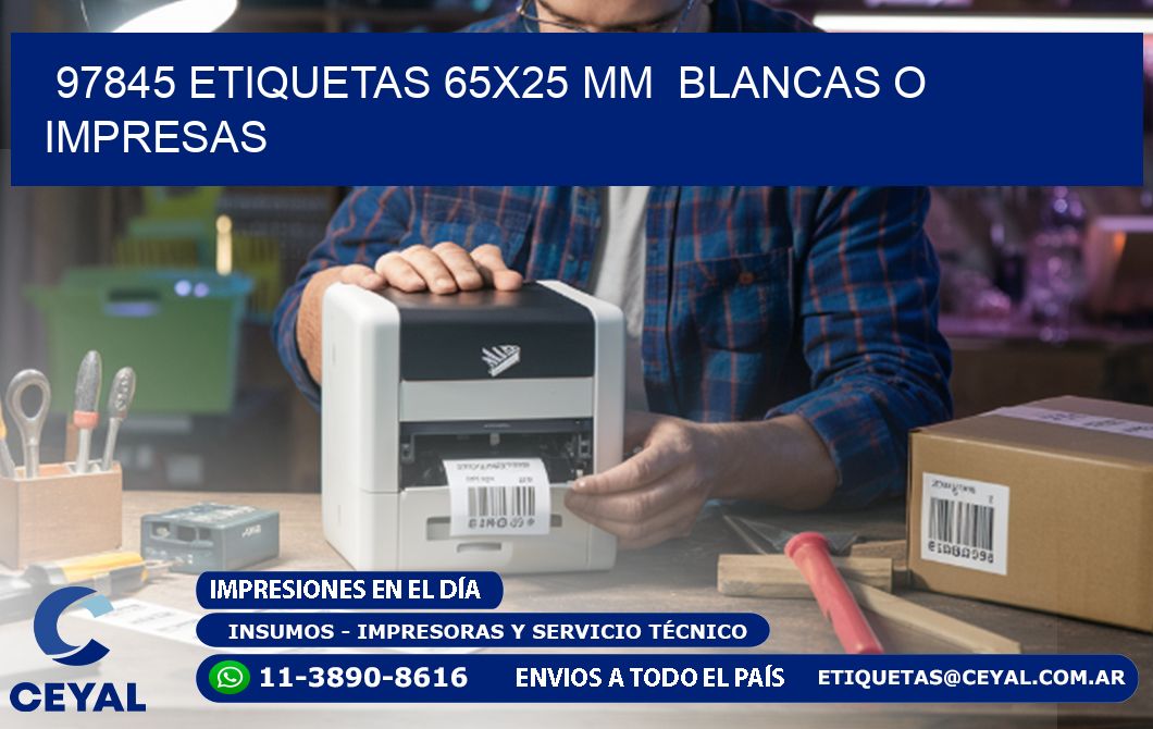 97845 ETIQUETAS 65x25 mm  BLANCAS O IMPRESAS