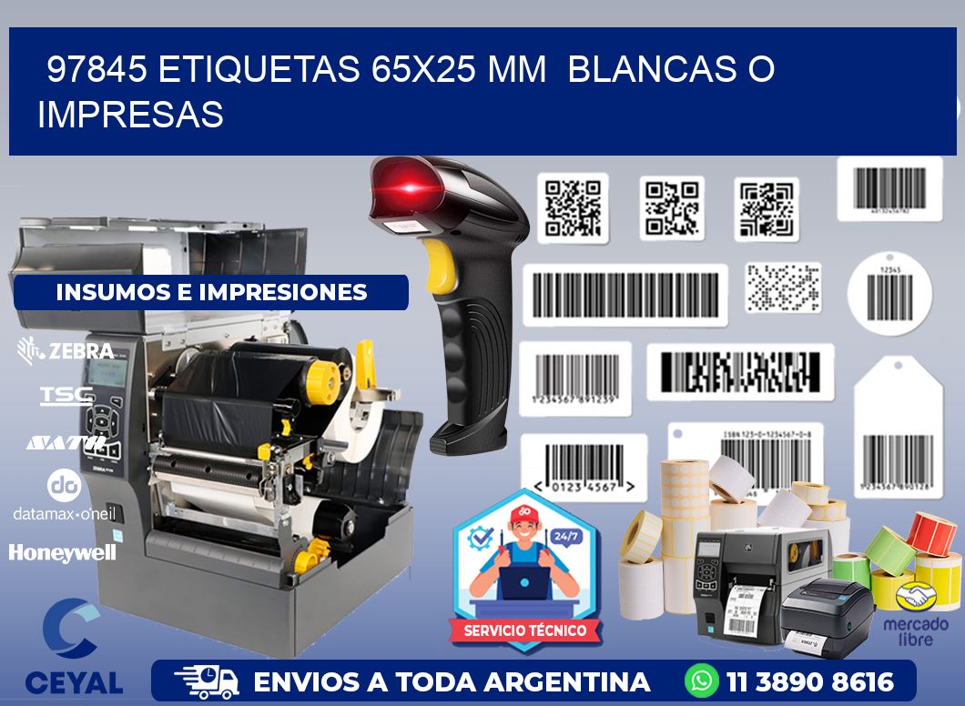 97845 ETIQUETAS 65x25 mm  BLANCAS O IMPRESAS