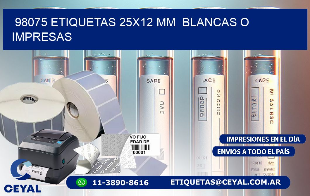 98075 ETIQUETAS 25x12 mm  BLANCAS O IMPRESAS