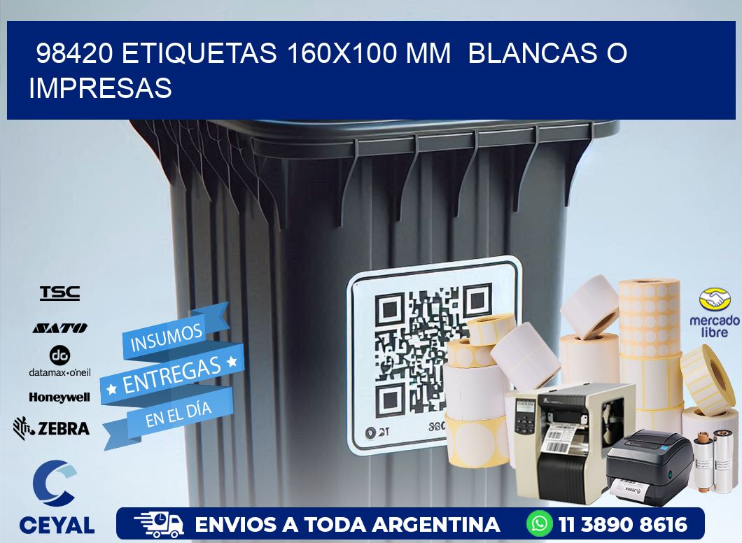 98420 ETIQUETAS 160x100 mm  BLANCAS O IMPRESAS