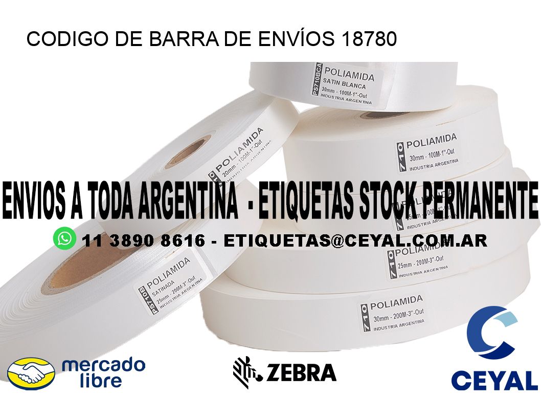 CODIGO DE BARRA DE ENVÍOS 18780