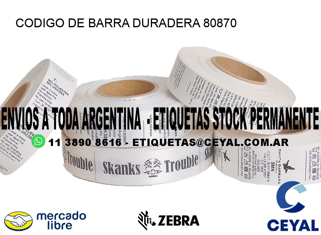 CODIGO DE BARRA DURADERA 80870