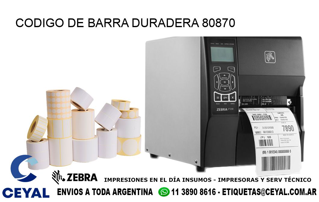 CODIGO DE BARRA DURADERA 80870