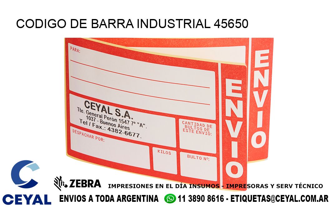 CODIGO DE BARRA INDUSTRIAL 45650