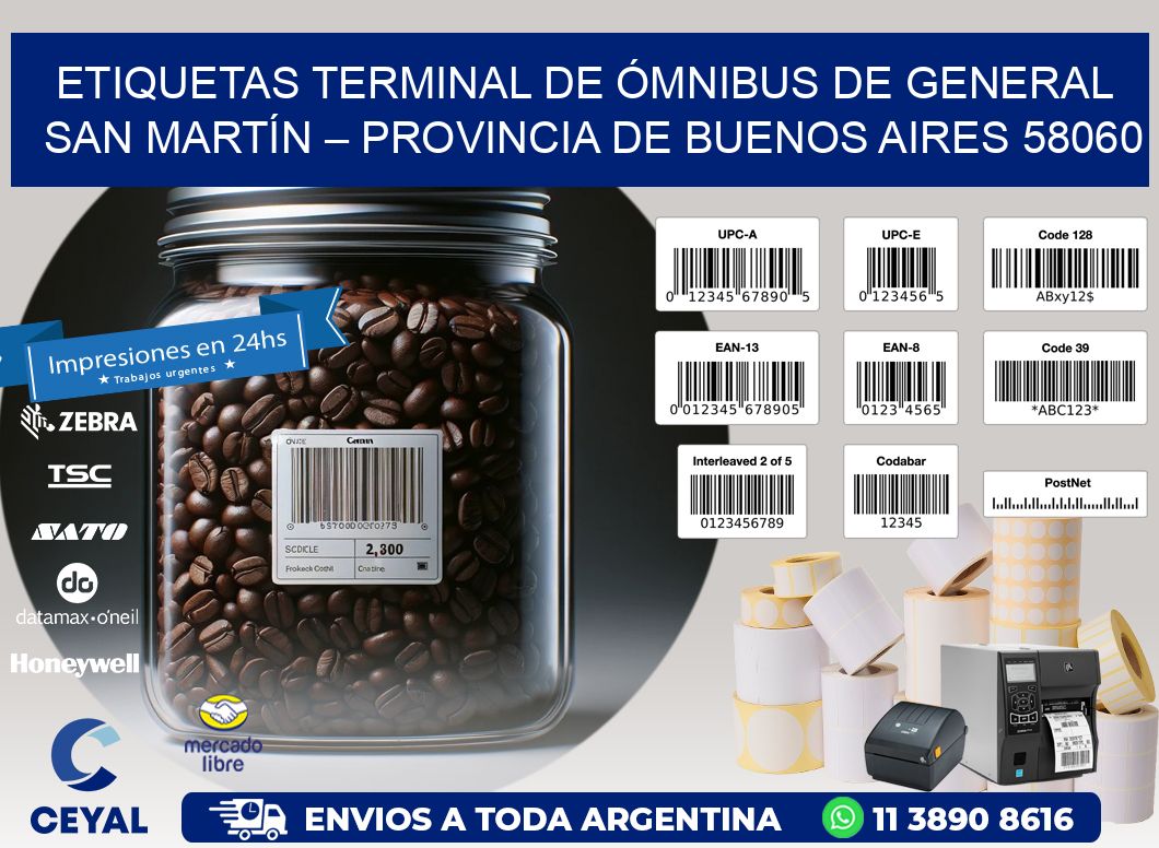 ETIQUETAS TERMINAL DE ÓMNIBUS DE GENERAL SAN MARTÍN – PROVINCIA DE BUENOS AIRES 58060