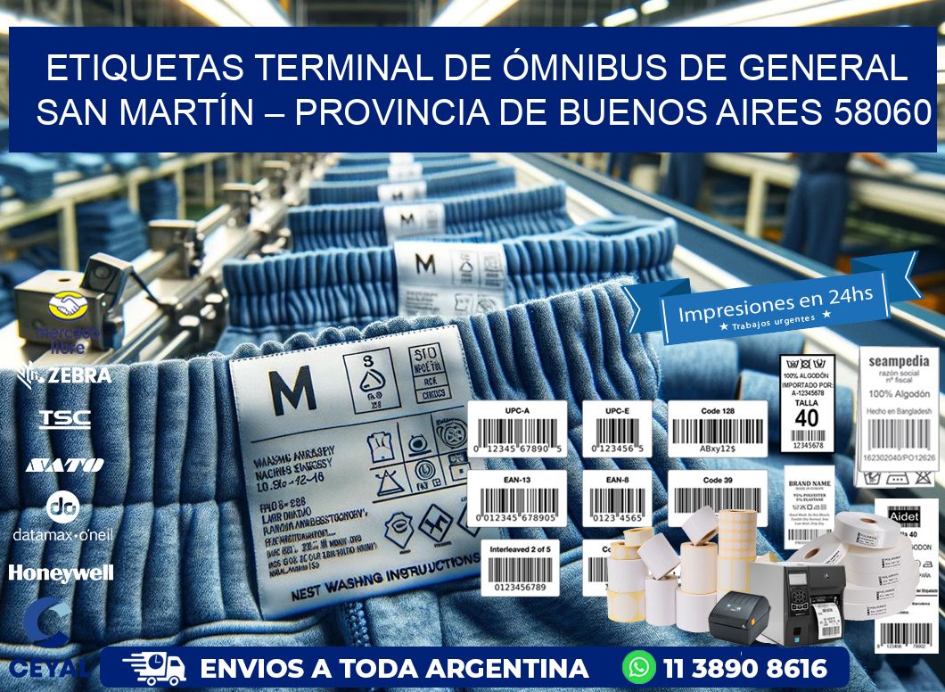 ETIQUETAS TERMINAL DE ÓMNIBUS DE GENERAL SAN MARTÍN – PROVINCIA DE BUENOS AIRES 58060