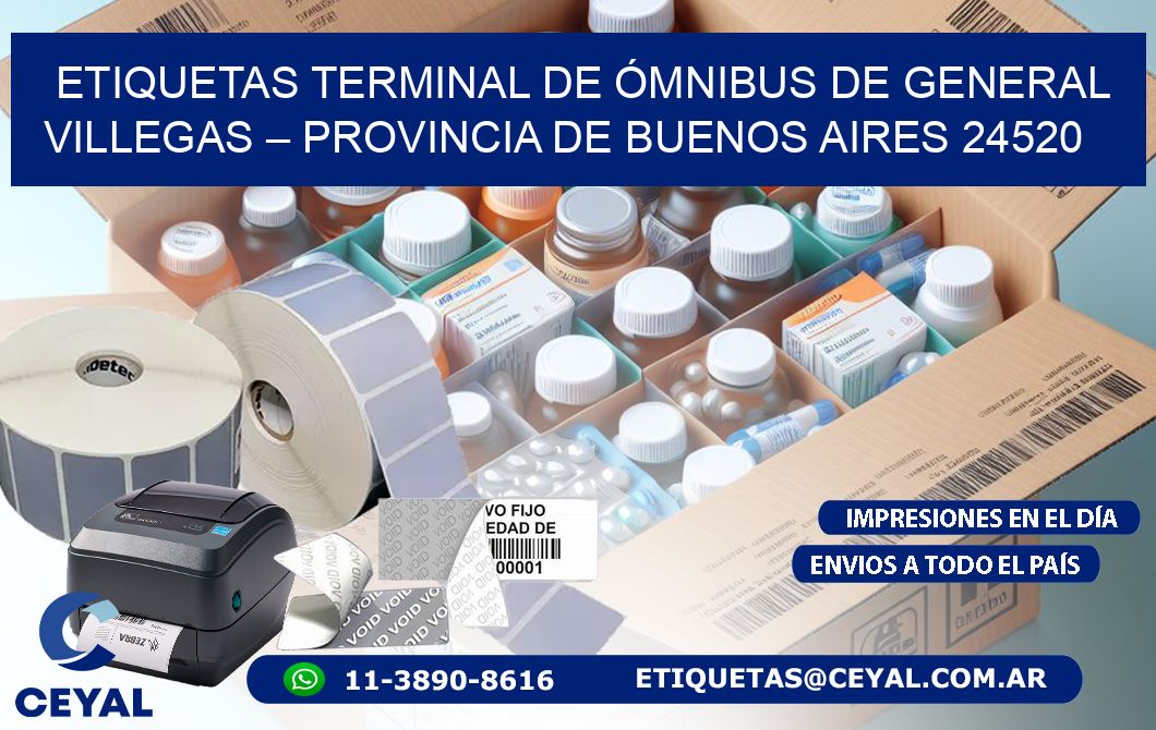 ETIQUETAS TERMINAL DE ÓMNIBUS DE GENERAL VILLEGAS – PROVINCIA DE BUENOS AIRES 24520