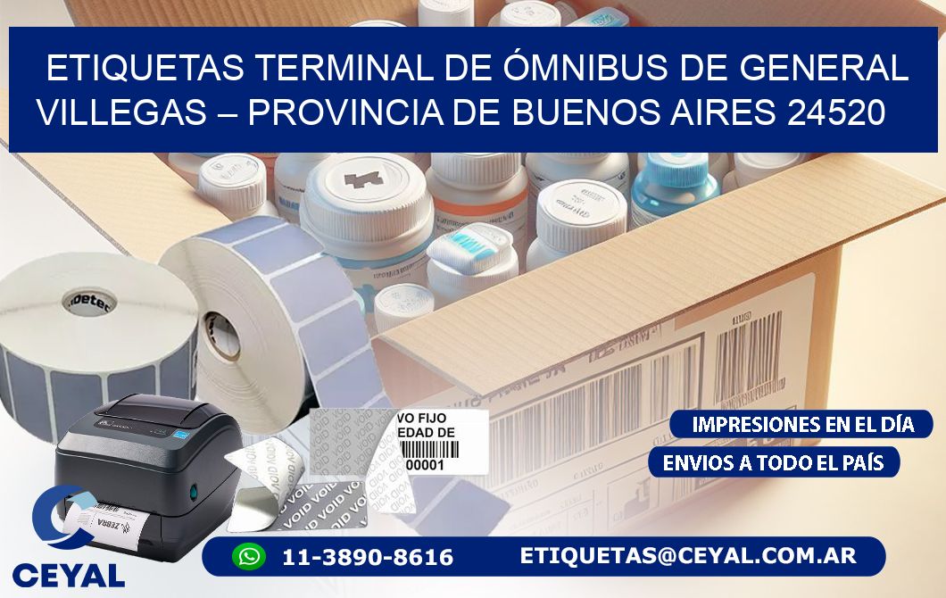 ETIQUETAS TERMINAL DE ÓMNIBUS DE GENERAL VILLEGAS – PROVINCIA DE BUENOS AIRES 24520