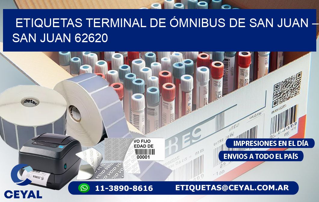 ETIQUETAS TERMINAL DE ÓMNIBUS DE SAN JUAN – SAN JUAN 62620