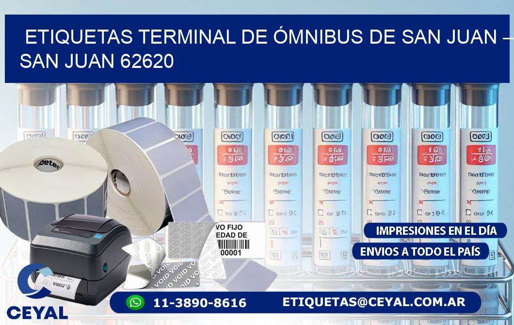 ETIQUETAS TERMINAL DE ÓMNIBUS DE SAN JUAN – SAN JUAN 62620