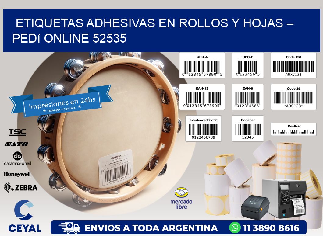 Etiquetas Adhesivas en Rollos y Hojas – Pedí Online 52535