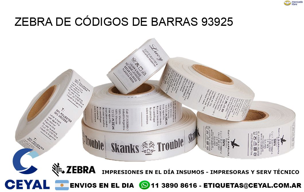 ZEBRA DE CÓDIGOS DE BARRAS 93925