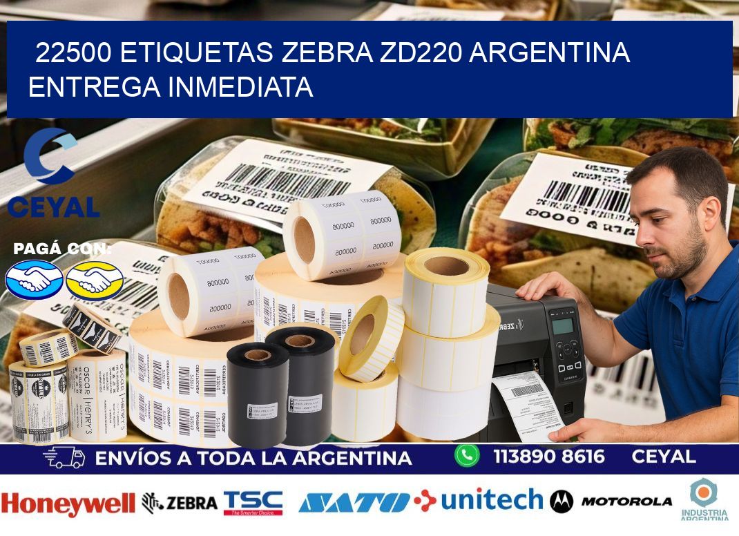 22500 etiquetas zebra zd220 ARGENTINA ENTREGA INMEDIATA
