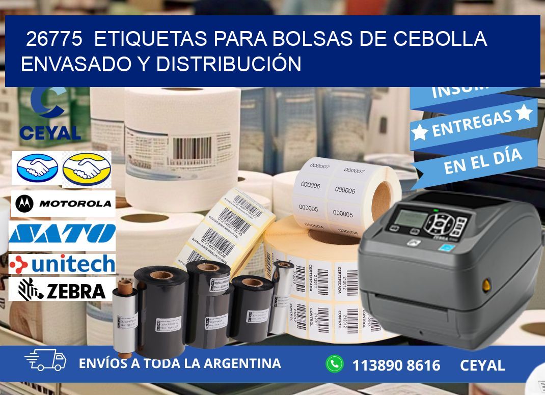 26775 ETIQUETAS PARA BOLSAS DE CEBOLLA ENVASADO Y DISTRIBUCIÓN