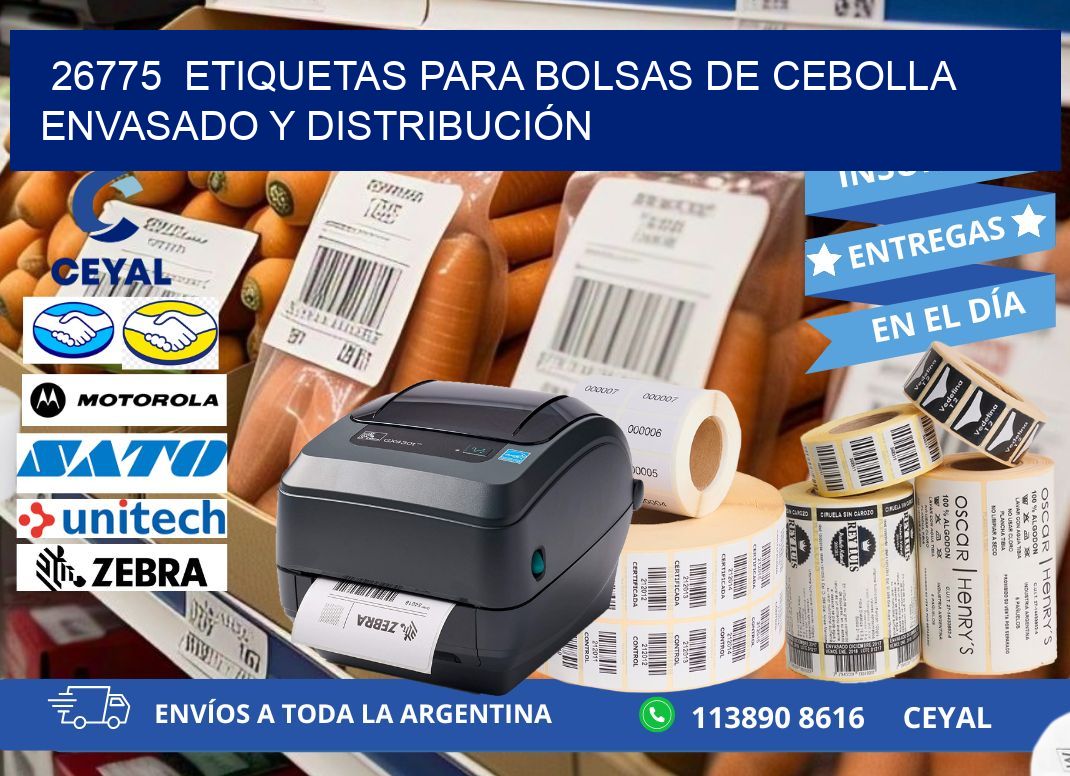 26775 ETIQUETAS PARA BOLSAS DE CEBOLLA ENVASADO Y DISTRIBUCIÓN