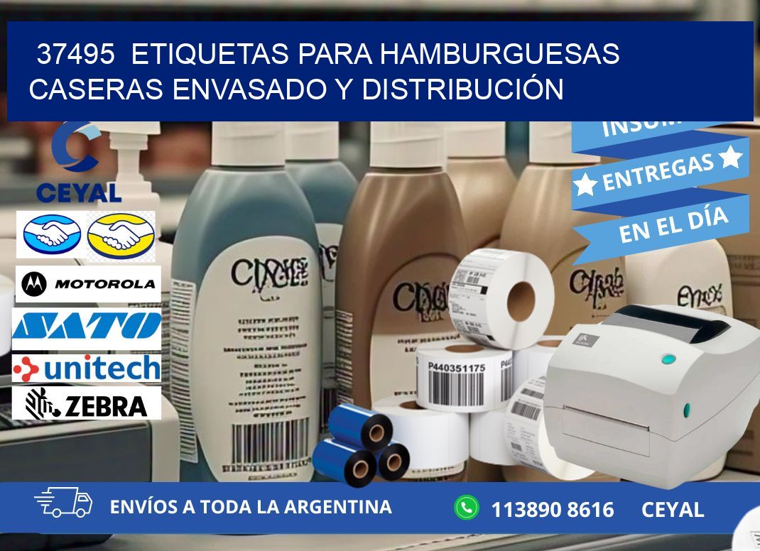 37495 ETIQUETAS PARA HAMBURGUESAS CASERAS ENVASADO Y DISTRIBUCIÓN