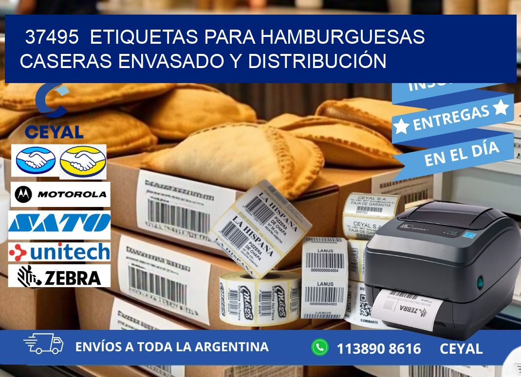 37495 ETIQUETAS PARA HAMBURGUESAS CASERAS ENVASADO Y DISTRIBUCIÓN