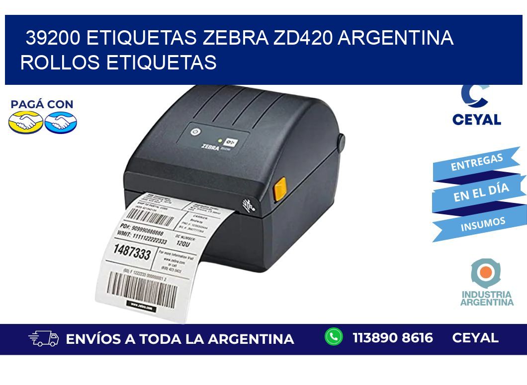 39200 etiquetas zebra zd420 argentina ROLLOS ETIQUETAS
