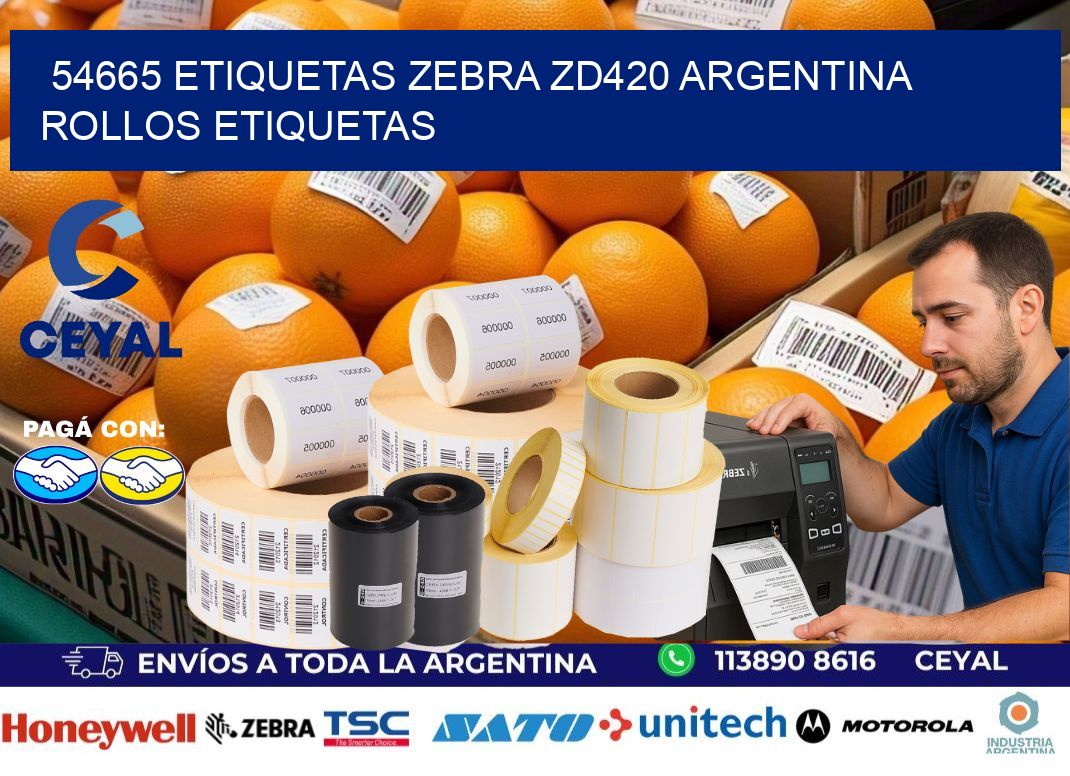 54665 etiquetas zebra zd420 argentina ROLLOS ETIQUETAS