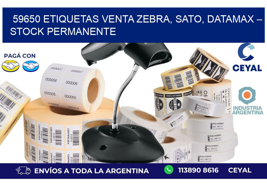 59650 etiquetas Venta Zebra, SATO, Datamax – Stock Permanente