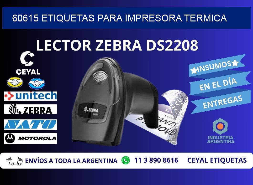 60615 ETIQUETAS PARA IMPRESORA TERMICA