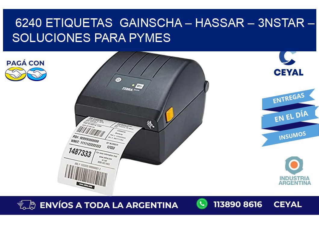6240 etiquetas Gainscha – Hassar – 3nStar – Soluciones para PyMEs