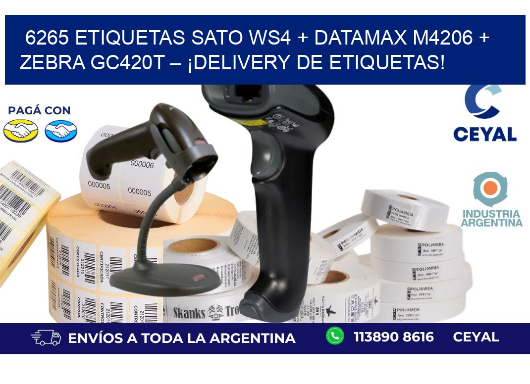 6265 ETIQUETAS SATO WS4 + Datamax M4206 + Zebra GC420T – ¡Delivery de etiquetas!