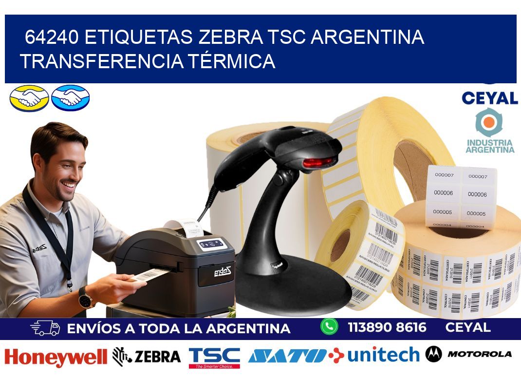 64240 etiquetas zebra tsc argentina TRANSFERENCIA TÉRMICA
