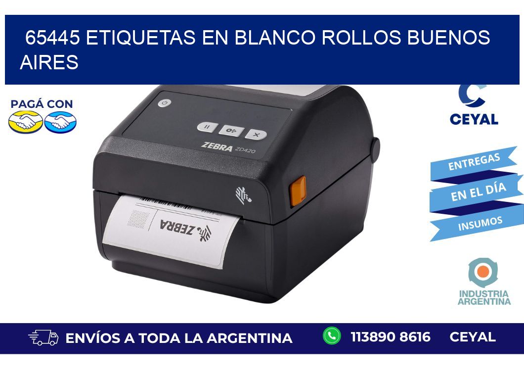 65445 ETIQUETAS EN BLANCO ROLLOS BUENOS AIRES