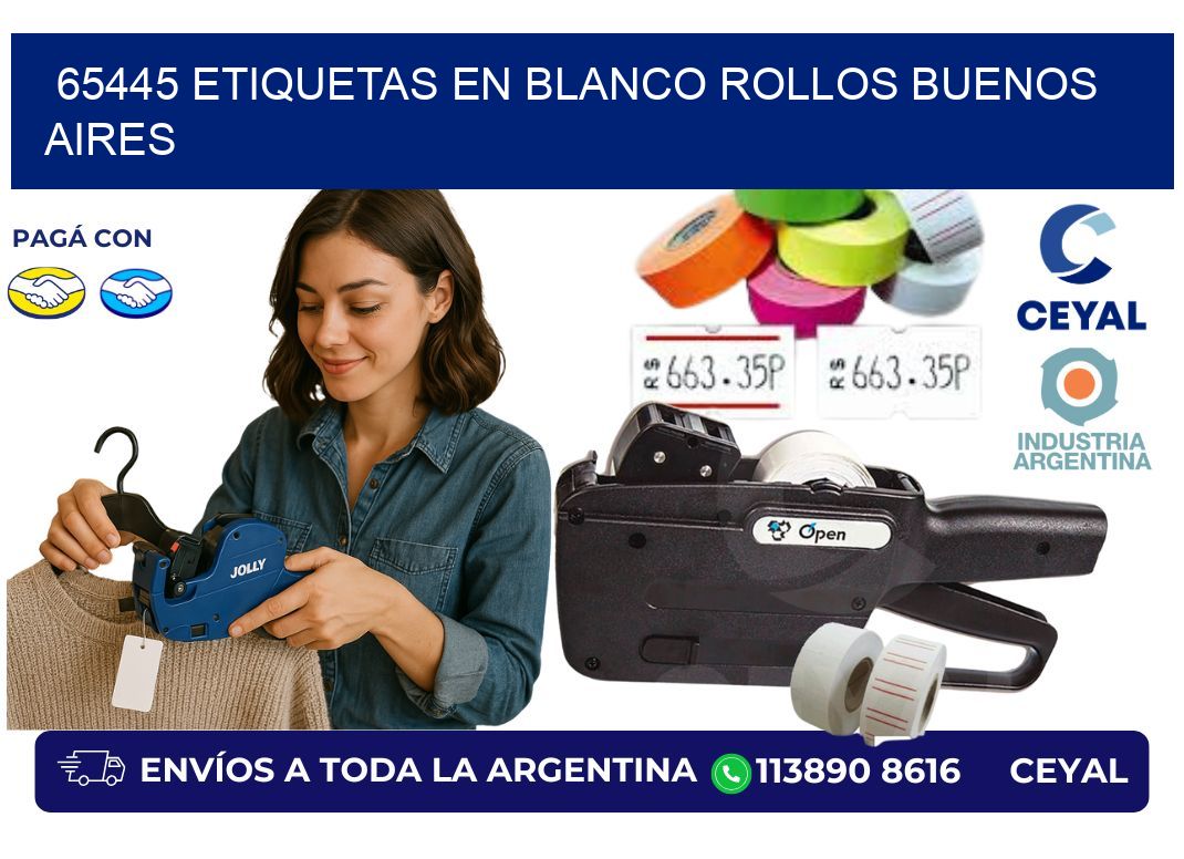 65445 ETIQUETAS EN BLANCO ROLLOS BUENOS AIRES