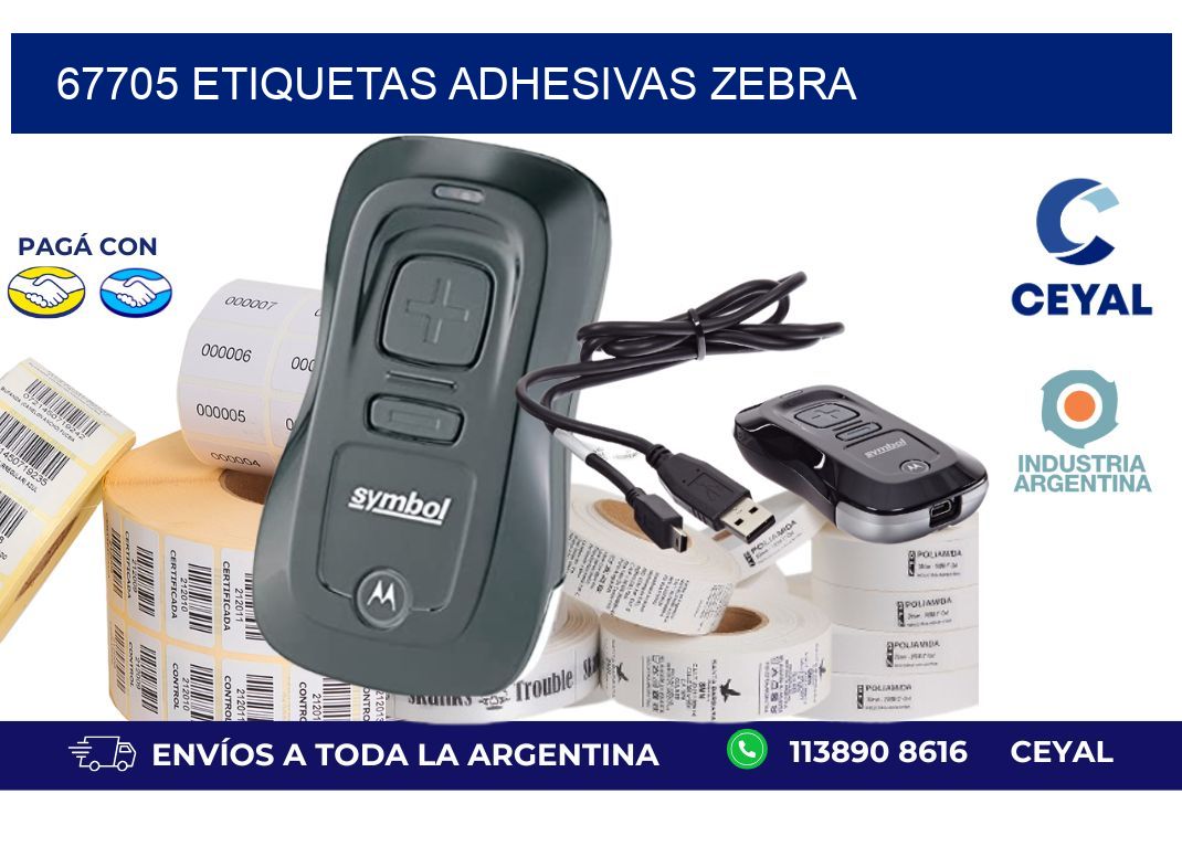 67705 ETIQUETAS ADHESIVAS ZEBRA