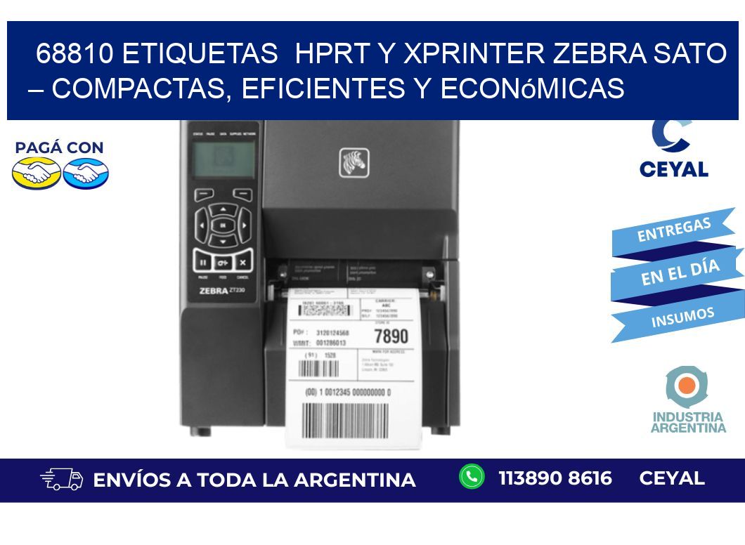 68810 etiquetas HPRT y Xprinter zebra sato – Compactas, Eficientes y Económicas