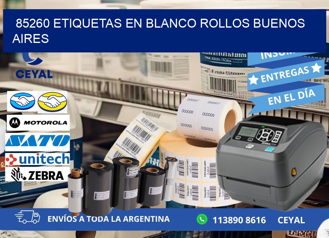 85260 ETIQUETAS EN BLANCO ROLLOS BUENOS AIRES