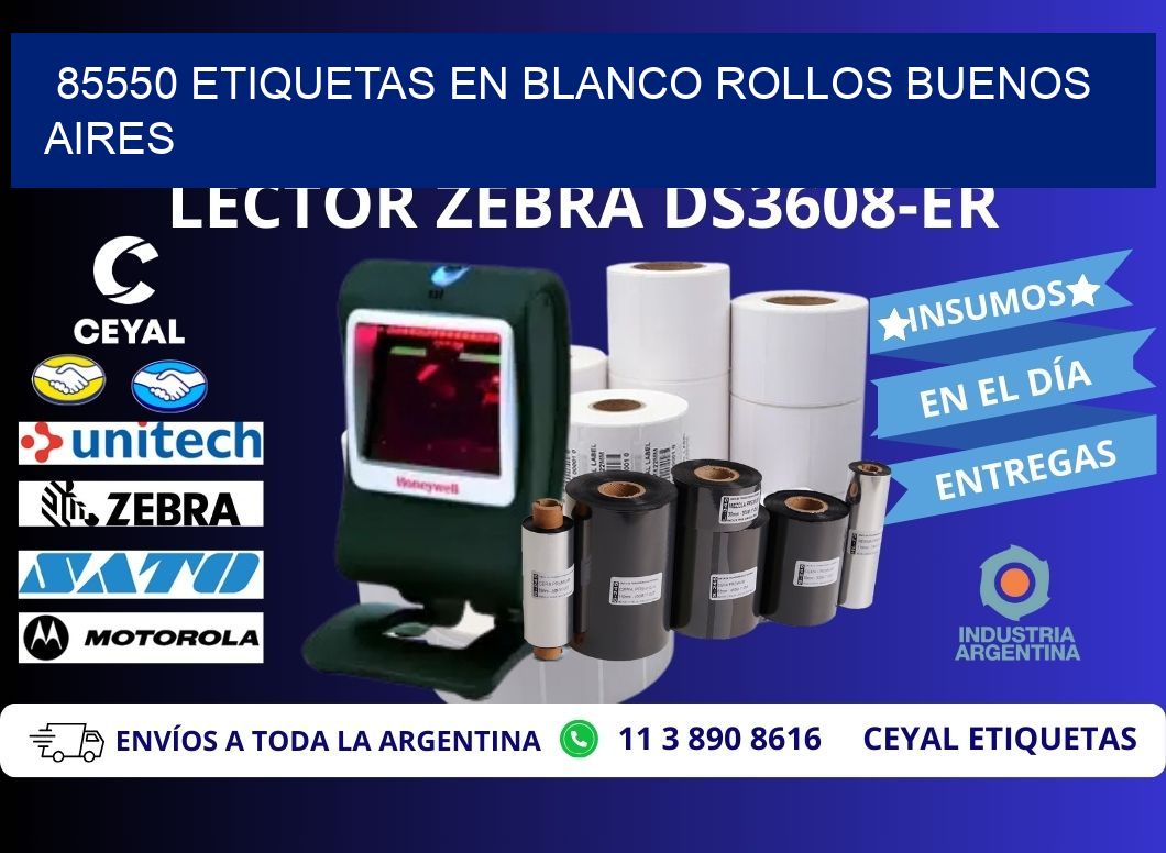 85550 ETIQUETAS EN BLANCO ROLLOS BUENOS AIRES