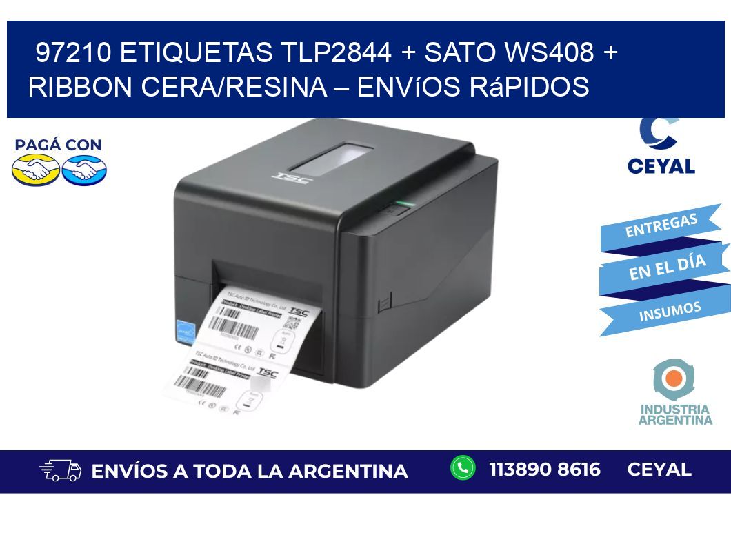97210 ETIQUETAS TLP2844 + SATO WS408 + Ribbon Cera/Resina – Envíos rápidos