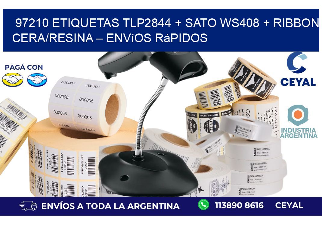 97210 ETIQUETAS TLP2844 + SATO WS408 + Ribbon Cera/Resina – Envíos rápidos