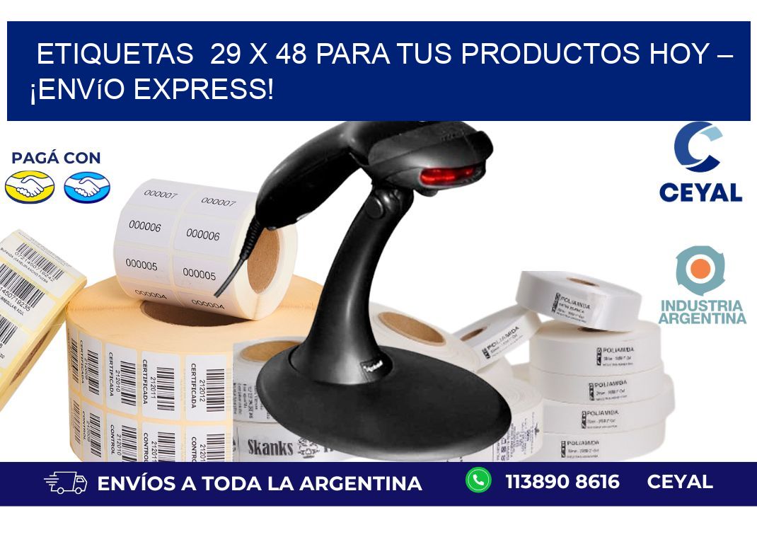 Etiquetas  29 x 48 para tus Productos Hoy – ¡Envío Express!