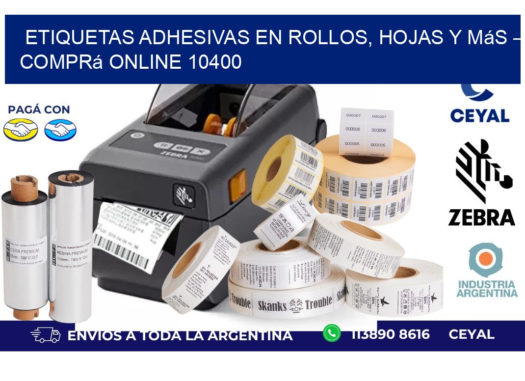 Etiquetas Adhesivas en Rollos, Hojas y Más – Comprá Online 10400