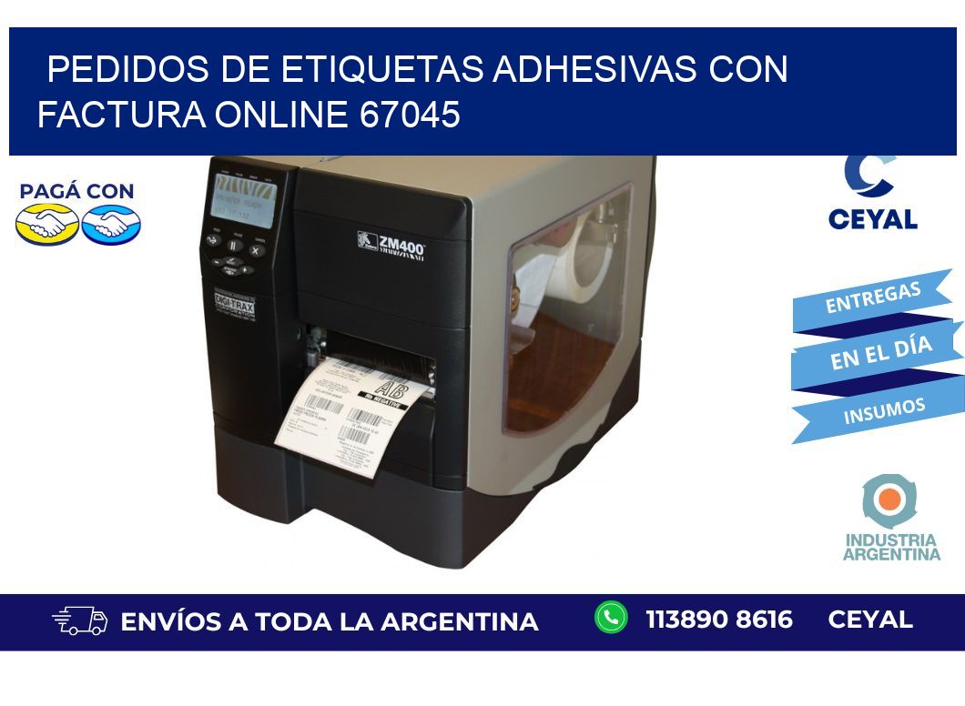 Pedidos de Etiquetas Adhesivas con Factura Online 67045